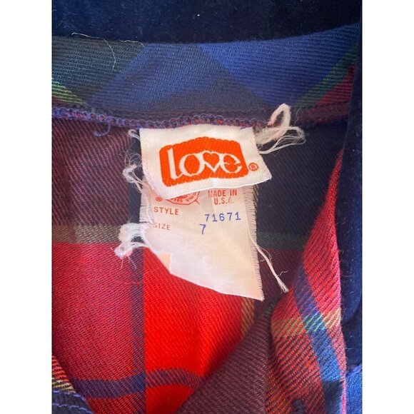 Love Girls Red Plaid  Long Sleeved Dress Size 7 Made in USA Vintage 1980's - Picture 6 of 6